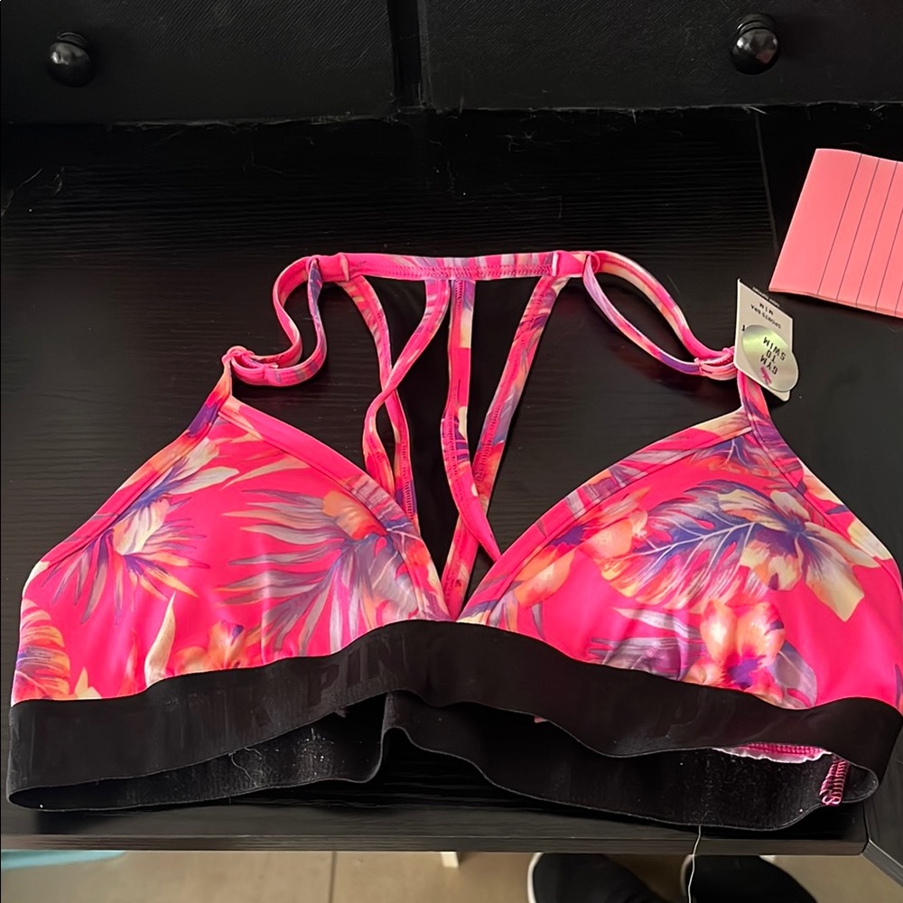 Victoria Secret Gym to Swim Pink Floral Bikini Top